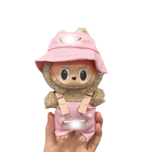 Pink Triangle Streetwear Set for Labubu – Playful Pastel Overalls Edition