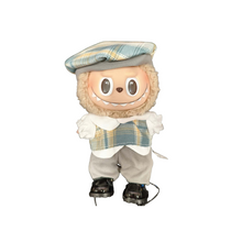 Plaid Cap & Vest Set with White Shirt for Labubu