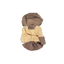 Brown Knitted Hat & Fluffy Coat with Crown Patch for Labubu