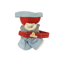 Striped Shirt & Blue Pants Outfit with Red Cap for Labubu