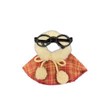 Red Denim Top with Bow & Glasses Accessory for Labubu