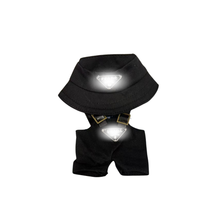 Black Overalls & Matching Badge Hat Set for Labubu