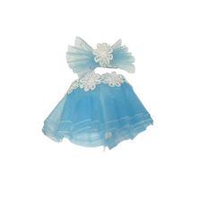 Blue Lace Dress with Bow & Wing Detail for Labubu