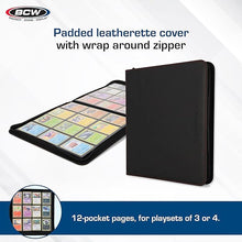 BCW Z-Folio 9-Pocket LX Album - Black | Secure Zipper Card Organizer | Premium Leatherette Card Collection Binder | Trading Card Binder for Pokemon, MTG, Sport Cards and More