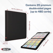 BCW Z-Folio 9-Pocket LX Album - Black | Secure Zipper Card Organizer | Premium Leatherette Card Collection Binder | Trading Card Binder for Pokemon, MTG, Sport Cards and More