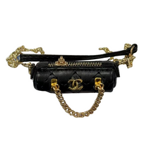 Labubu Mini Round Crossbody Bag - Black with Gold Accent