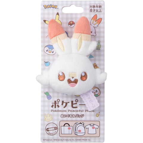 Japan Pokemon Poképeace Plush Badge - Scorbunny