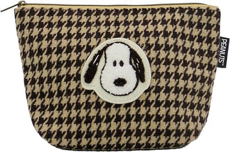 Peanuts Snoopy Mocha Check Cosmetic Pouch