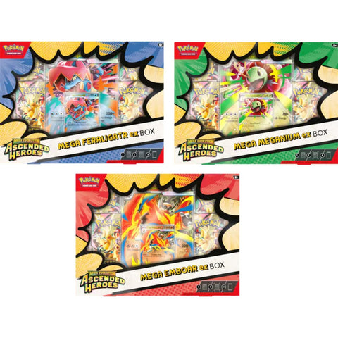 Pokémon TCG: Mega Evolution—Ascended Heroes ex Box - Styles May Vary (Mega Meganium/Emboar/Feraligatr)