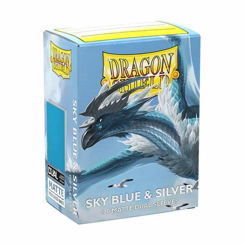 Dragon Shield Sleeves: Standard Matte Dual 100 Count - Sky Blue and Silver