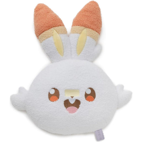 Japan Pokemon Stuffed Plush Face Cushion - Scorbunny / Pokepeace