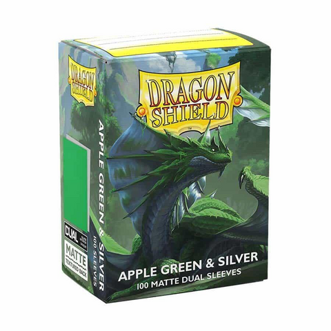 Dragon Shield Sleeves: Standard Matte Dual 100 Count - Apple Green & Silver