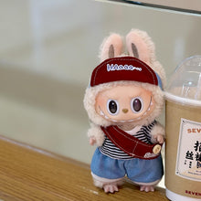 Striped Shirt & Blue Pants Outfit with Red Cap for Labubu