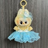 Blue Lace Dress with Bow & Wing Detail for Labubu