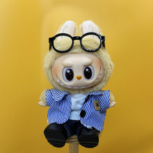 Blue Striped Jacket with Glasses Accessory for Labubu
