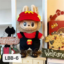 Fast Food Worker Outfit with Red Cap & Fries Pocket for Labubu (Black)