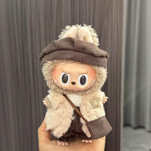 Brown Knitted Hat & Fluffy Coat with Crown Patch for Labubu