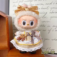 Plaid Lace Dress with Teddy Bear Accessory for Labubu