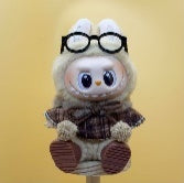 Plaid Shirt with Bow & Glasses Accessory for Labubu